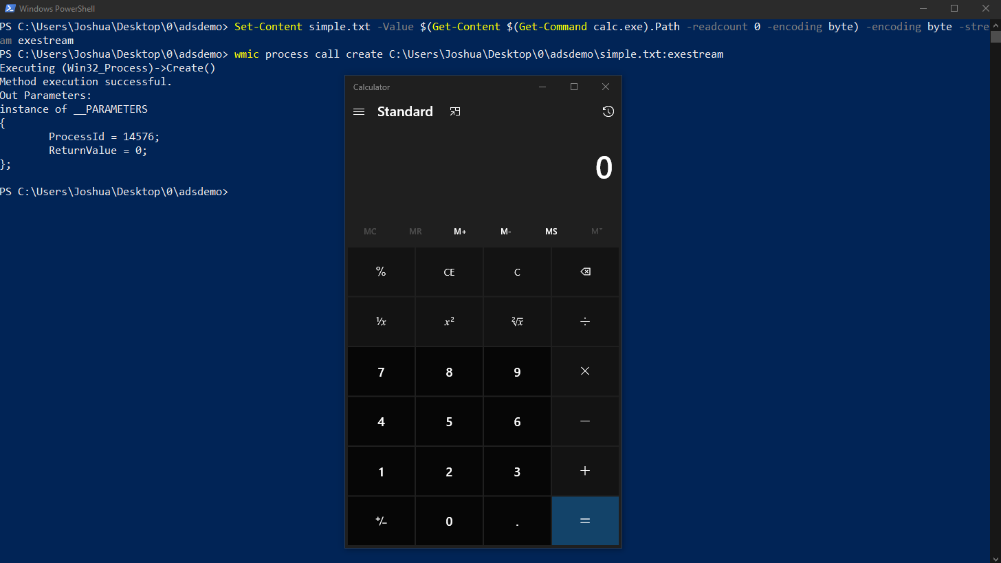Running calc.exe from ADS