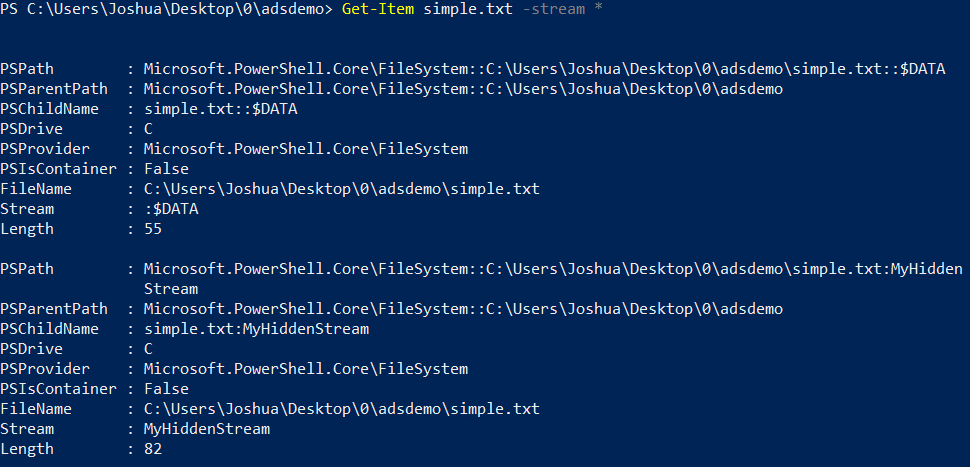 Display ADS in PowerShell