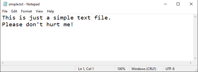 Content of simple text file